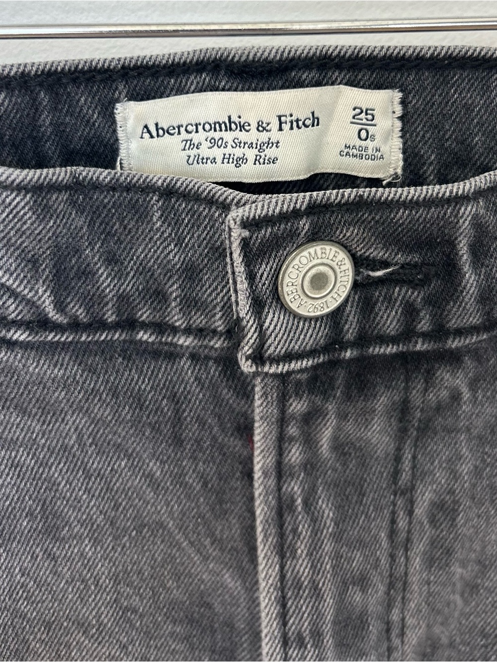 Abercrombie Straight Leg Jeans Dark Gray High Rise Women’s 25 Like New - Picture 4 of 6